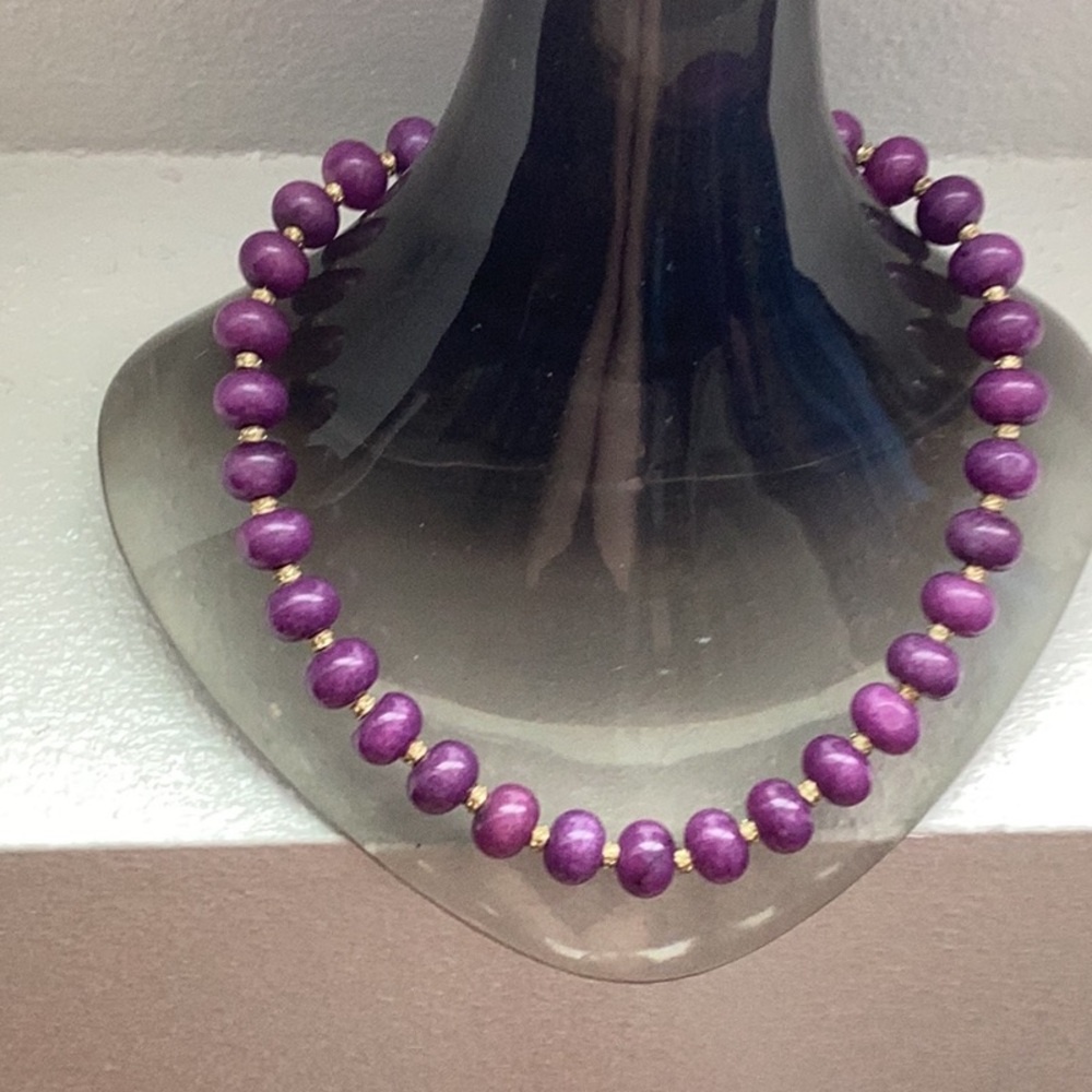Elegant Purple Beaded Necklace with Shimmering Finish